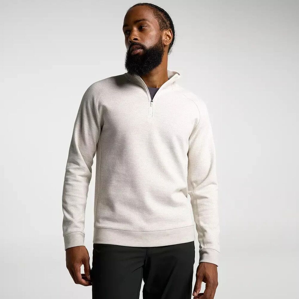 VRST Men’s Recharge Lunar Fleece Light Sand Heather 1/4 Zip Pullover XXL Active